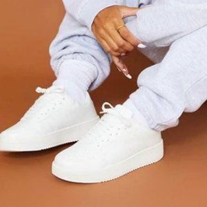 PLT White Platform Sneakers, Size 8